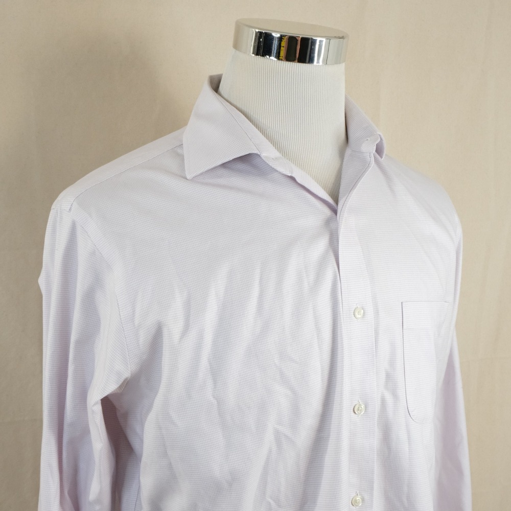 Brooks Brothers 15.5 33 Regent Fit Dress Shirt Purple Micro Check Non-Iron Mens